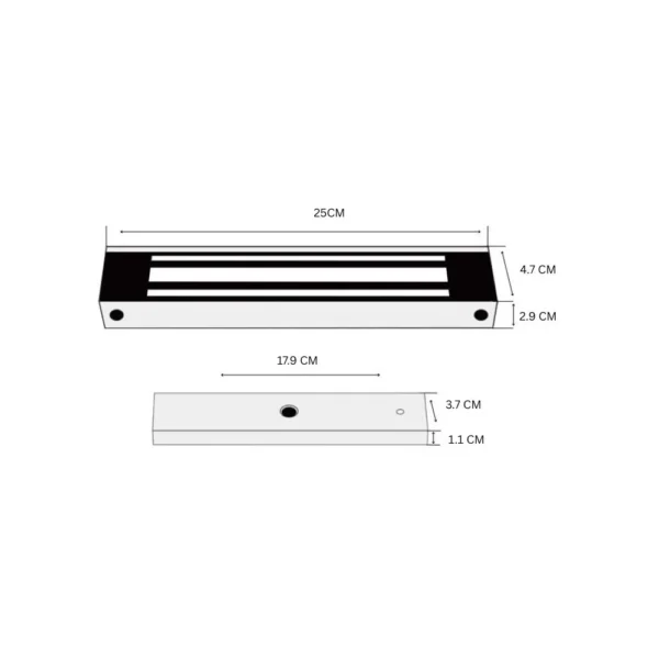 Elektromagnetiline lukk 280W, tõmbejõud 280 kg, 12-24V, ilma LED-ita, välistingimustes kasutamiseks - Image 2